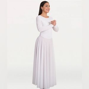 Body Wrappers White Long Sleeve Dress Maxi Ballet Dance Costume Womens Medium